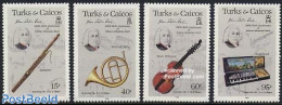 Turks And Caicos Islands 1985 J.S. Bach 4v, Mint NH, Performance Art - Music - Musical Instruments - Music