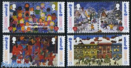 Guernsey 1995 UNICEF, Christmas 4x2v [:], Mint NH, History - Performance Art - Religion - Unicef - Music - Christmas -.. - Musique
