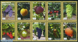 Brazil 2009 Fruits 10v [++++], Mint NH, Nature - Fruit - Wine & Winery - Unused Stamps