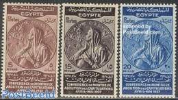 Egypt (Kingdom) 1937 Treaty Of Montreux 3v, Mint NH, History - History - Nuevos