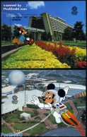 Antigua & Barbuda 1988 Disney Epcot 2 S/s, Mint NH, Transport - Railways - Art - Disney - Modern Architecture - Treinen