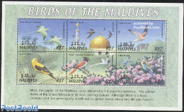 Maldives 2002 Birds 6v M/s, Rose Ringed, Mint NH, Nature - Birds - Maldives (1965-...)