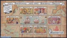 Montserrat 1992 Discovery Of America 7v M/s, Mint NH, History - Nature - Science - Transport - Various - Explorers - K.. - Erforscher