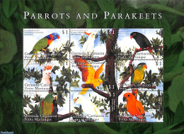 Grenada Grenadines 2000 Parrots & Parakeets 9v M/s, Mint NH, Nature - Birds - Parrots - Grenade (1974-...)