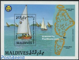 Maldives 1987 75 Years Girl Guides S/s, Mint NH, Sport - Transport - Various - Sailing - Scouting - Ships And Boats - .. - Segeln