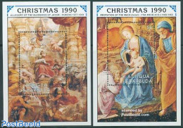 Antigua & Barbuda 1990 Christmas 2 S/s, Mint NH, Religion - Christmas - Art - Paintings - Rubens - Weihnachten