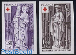 France 1976 Red Cross 2v Imperforated, Mint NH, Health - Art - Sculpture - Ongebruikt