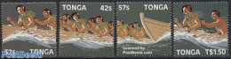 Tonga 1987 Canoeing 4v, Mint NH, Sport - Transport - Kayaks & Rowing - Sport (other And Mixed) - Ships And Boats - Aviron