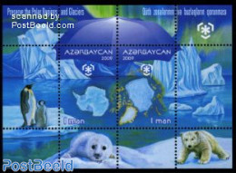 Azerbaijan 2009 Protect Polar Regions & Glaciers S/s, Mint NH, Nature - Science - Various - Bears - Penguins - The Arc.. - Géographie