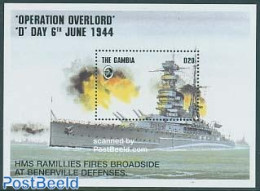 Gambia 1994 D-Day S/s, Mint NH, History - Transport - World War II - Ships And Boats - Guerre Mondiale (Seconde)