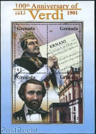 Grenada 2001 G. Verdi 4v M/s, Mint NH, Performance Art - Music - Musik