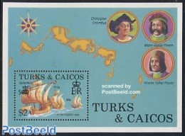 Turks And Caicos Islands 1988 Columbus S/s, Mint NH, History - Transport - Explorers - Ships And Boats - Esploratori