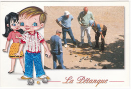 CARTE BRODEE :  La Pétanque - Bestickt