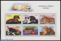 Antigua & Barbuda 1997 Puppie Dogs 6v M/s, Mint NH, Nature - Dogs - Antigua E Barbuda (1981-...)