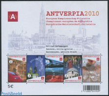 Belgium 2008 Antverpia 2010 S/s, Mint NH, Transport - Philately - Railways - Ships And Boats - Art - Sculpture - Nuovi