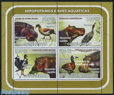 Guinea Bissau 2008 Fauna, Hippo & Birds 4v M/s, Mint NH, Nature - Birds - Ducks - Hippopotamus - Guinea-Bissau