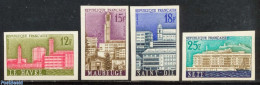 France 1958 City Views 4v, Imperforated, Mint NH, Art - Modern Architecture - Unused Stamps