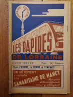 LES RAPIDES DE LORRAINE HIVER 1951-52  HORAIRES DES AUTOBUS LIVRET DE 36 PAGES RESEAUX METZ-NANCY - Europe