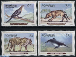 Romania 2017 Recently Extinct Species 4v, Mint NH, Nature - Animals (others & Mixed) - Birds - Cat Family - Sea Mammals - Nuevos