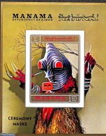 Manama 1972 Masks S/s, Imperforated, Mint NH, Various - Folklore - Manama