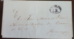 O) 1841 PERU, PREPHILATELIC - PRESTAMP, LIMA 2 Reales HANDSTRUCK, OVAL CANCELLATION, CIRCULATED TO HUANCAYO - Perù