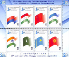 Tajikistan 2021 20 Years Shanghai Cooperative Organisation 8v M/s, Mint NH, History - Flags - Tagikistan