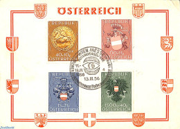 Austria 1956 Souvenir Card WIEN MESSE With 1949 Coat Of Arms Set, Postal History, History - Coat Of Arms - Cartas & Documentos