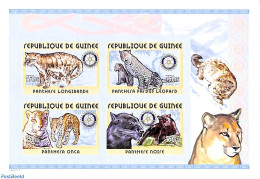 Guinea, Republic 2001 Panthers, Rotary 4v M/s Imperforated, Mint NH, Nature - Various - Cat Family - Rotary - Rotary, Club Leones