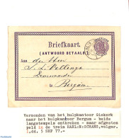 Netherlands 1877 Postcard From Giekerk To Bergum, Railway Post, Used Postal Stationary, Transport - Railways - Cartas & Documentos