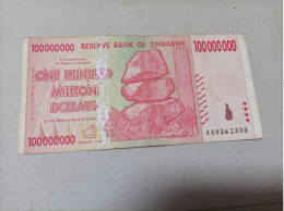 Billete Zimbabwe 100000000 Millones De Dólares, Año 2008, Serie AA - Simbabwe