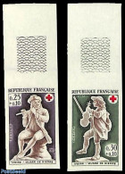 France 1967 Red Cross 2v, Imperforated, Mint NH, Health - Performance Art - Red Cross - Music - Ongebruikt