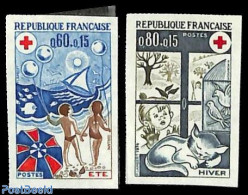 France 1974 Red Cross 2v, Imperforated, Mint NH, Health - Nature - Transport - Red Cross - Cats - Ships And Boats - Unused Stamps