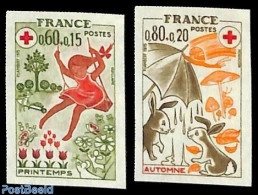 France 1975 Red Cross 2v, Imperforated, Mint NH, Nature - Various - Rabbits / Hares - Toys & Children's Games - Unused Stamps
