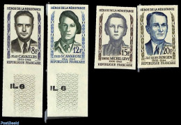 France 1958 Resistance Fighters 4v, Imperforated, Mint NH, History - World War II - Nuevos