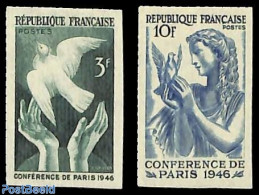 France 1946 Peace Congress 2v, Imperforated, Mint NH, History - Peace - Nuovi