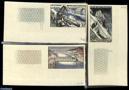 France 1956 Technical Progress 3v, Imperforated, Mint NH, Nature - Transport - Water, Dams & Falls - Cableways - Ships.. - Nuevos