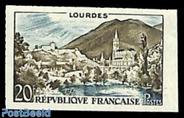 France 1958 Lourdes 1v, Imperforated, Mint NH, Religion - Churches, Temples, Mosques, Synagogues - Ongebruikt