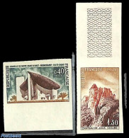 France 1965 Views 2v, Imperforated, Mint NH, Religion - Churches, Temples, Mosques, Synagogues - Art - Castles & Forti.. - Nuevos