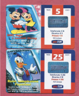 Italy- TIM Po Up Cards Used By 5 & 25 Euros. Walt Disney- Exp. Dic.2004 & Giu.2006- Lot Of Two Cards- - [2] Tarjetas Móviles, Prepagadas & Recargos