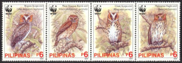 Philippines 2004, WWF Birds Owls - Strip Of 4 V. MNH - Unused Stamps