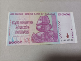 Billete Zimbabwe 500000000 Millones De Dólares, Año 2008, Serie AA - Zimbabwe