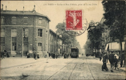 CPA Paris XIV Observatoire, Rue D'Alésia, Rue Didot, Schulen, Straßenbahn - Other & Unclassified