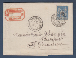 Haute Garonne - Cachet BOULOGNE S GESSE  Sur Lettre Avec 15c Sage - 1877-1920: Semi Modern Period