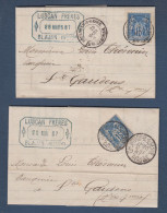 Haute Garonne - 2 Cachets Différents BOULOGNE S GESSE  Sur Lettres Avec 15c Sage - 1877-1920: Periodo Semi Moderno