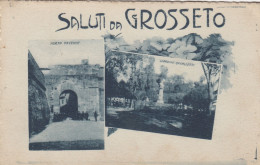GROSSETO-SALUTI DA..MULTIVEDUTE SU MOTIVO FLOREALE- CARTOLINA  VIAGGIATA IL 6-4-1917 - Grosseto