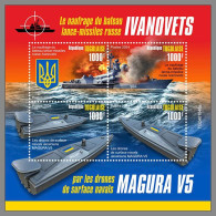 TOGO 2024 MNH Ukraine Sinking Russian Missile Boat Ivanovets M/S – OFFICIAL ISSUE – DHQ2419 - Militaria