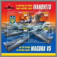 TOGO 2024 MNH Ukraine Sinking Russian Missile Boat Ivanovets M/S – IMPERFORATED – DHQ2419 - Militaria