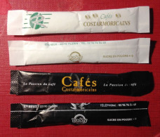 Sugar Tubes Full- Cafès Costarmoricains. Lot Of Four Tubes. - Zucchero (bustine)