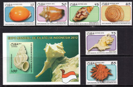 Cuba 2012 -  Sea Shells - International Stamp Exhibition INDONESIA 2012- MNH Set - Nuevos