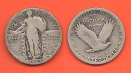 America Quarter 1927 S USA Amérique Rare Date Silver Coin - 1916-1930: Standing Liberty